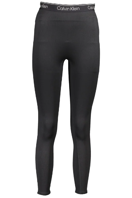 Black Polyester Women Legging Comfortable Ribbed Sports Leggings