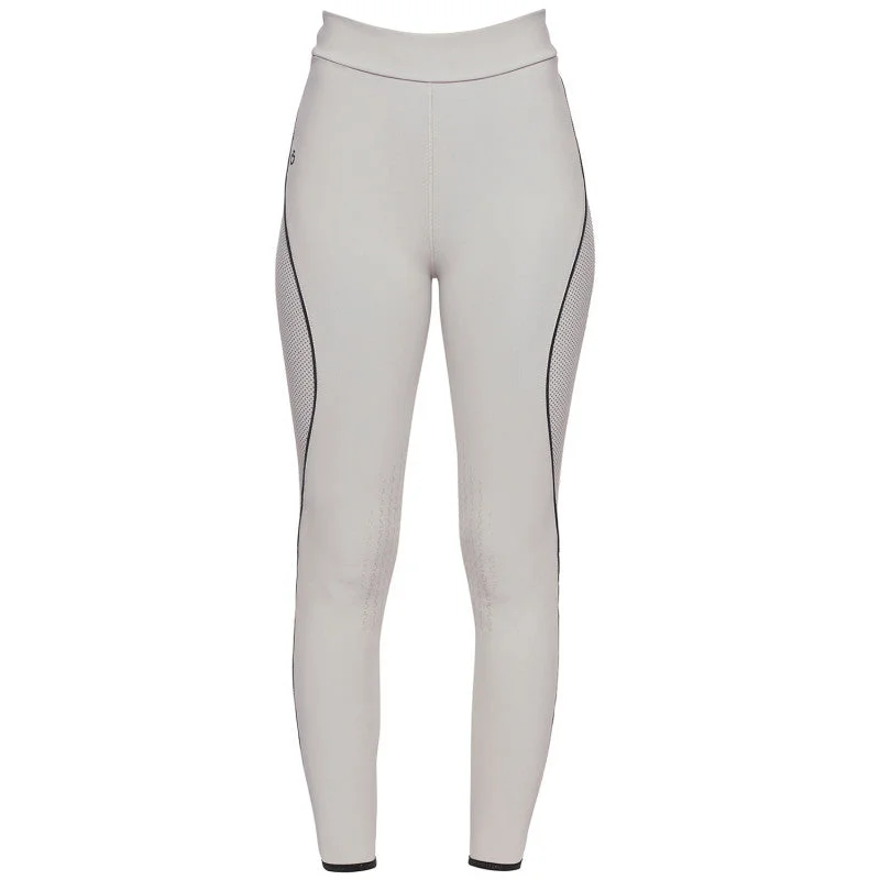 High Waist Perforated Insert Leggings Cream Stylish Patterned Active Leggings