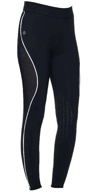 High Waist Perforated Insert Leggings Navy Stylish Stretch-Waist Leggings