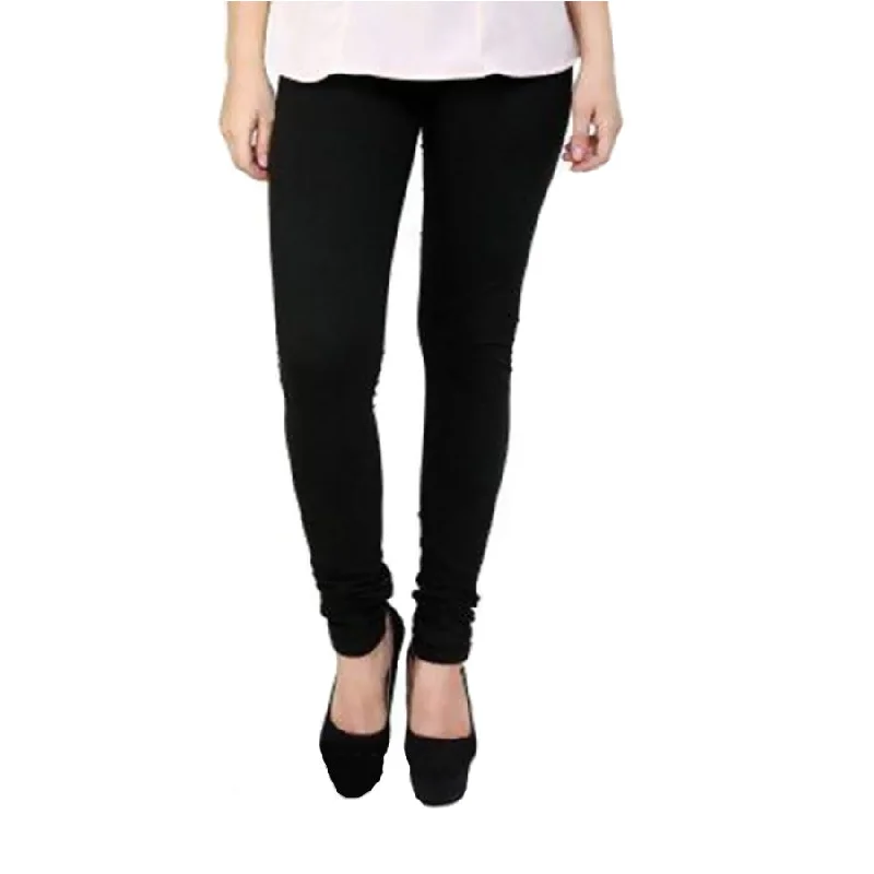 Elegant Solid Cotton Leggings Trendy Cut-Out Activewear Leggings
