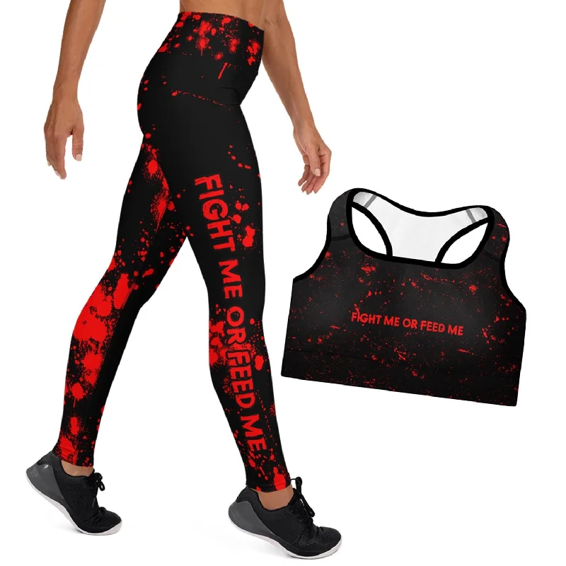 "Fight Me or Feed Me" Sports Bra and Athletic Leggings Combo Set Comfortable Bootcut Workout Leggings "Fight Me or Feed Me" Sports Bra and Athletic Leggings Combo Set Comfortable Bootcut Workout Leggings