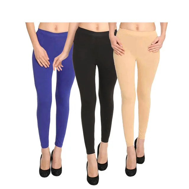 HiFlyers Women Ankle Length Leggings Pack Of 3 Cozy Yoga Compression Leggings