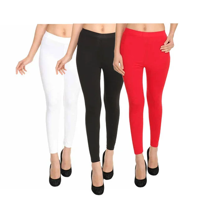 HiFlyers Women Ankle Length Leggings Pack Of 3 Trendy Seamless Sports Leggings