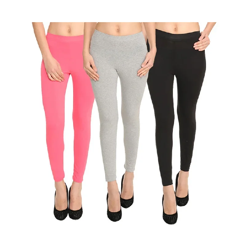 HiFlyers Women Ankle Length Leggings Pack Of 3 Trendy Minimalist Leggings