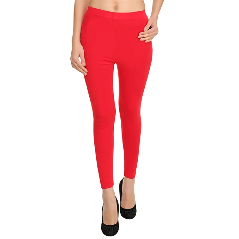 HiFlyers Women Ankle Length Leggings Red Cozy Oversized Leggings