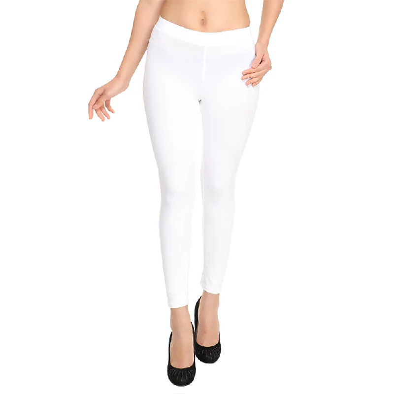 HiFlyers Women Ankle Length Leggings White Stylish Everyday Leggings