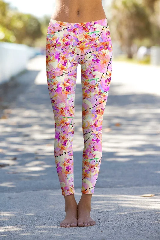 In Love Lucy Pink Floral Print Performance Leggings - Women