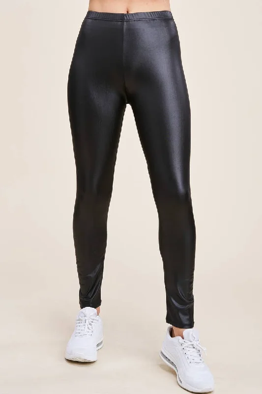 Jacqueline Women's Black Leather Leggings Comfortable Cold Weather Leggings