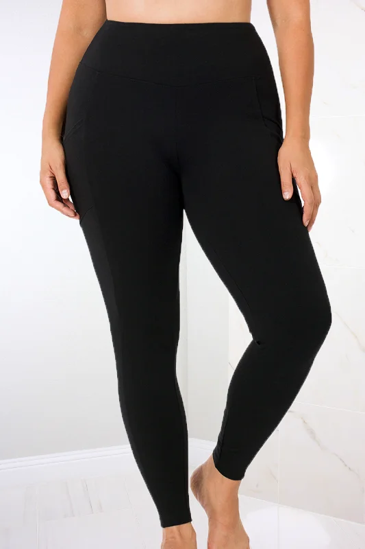 Jules Cotton Leggings | Black Trendy Adjustable Waist Leggings