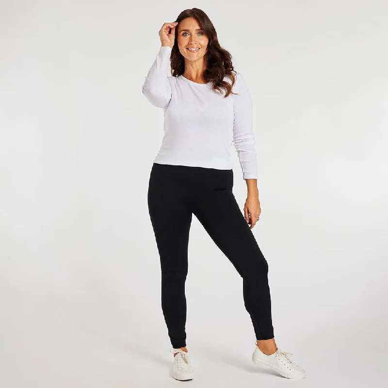 Ladies Black Legging Comfortable Power Mesh Leggings