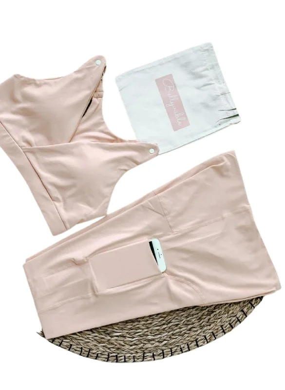 Maternity Bra & Legging Activewear Set - Pink Trendy Minimalist Leggings