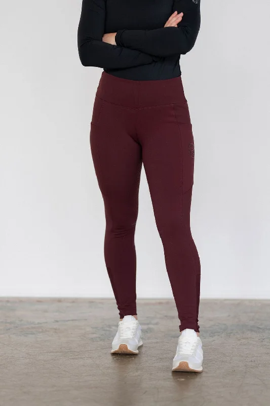Merlot Midweight Winter Leggings | Full Seat Trendy Foil Finish Leggings