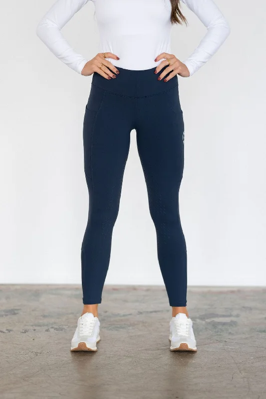 Navy Midweight Winter Leggings | Full Seat Fashionable Printed Legging Pants