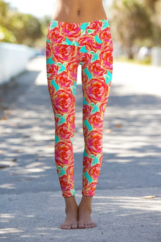 Oh So Sassy Lucy Floral Print Performance Leggings - Women