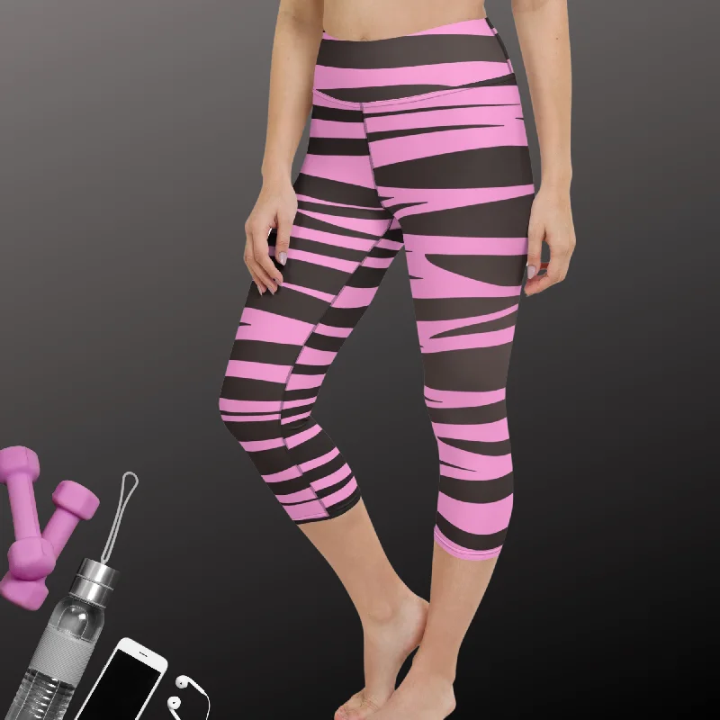 Pink and Black Zebra Yoga Capri Leggings | Fitness Leggings, lioness-love