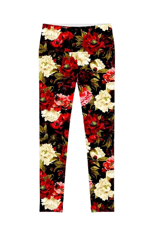 Put Your Crown On Lucy Black Floral Print Leggings - Women