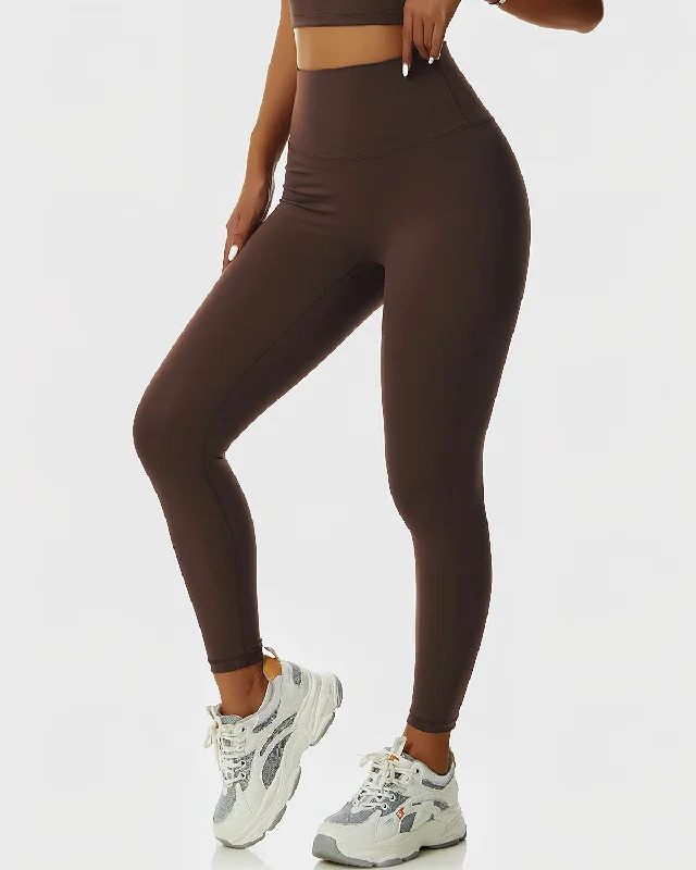 React Lesly Seamless Legging - Brown Trendy High-Waist Tummy Control Leggings