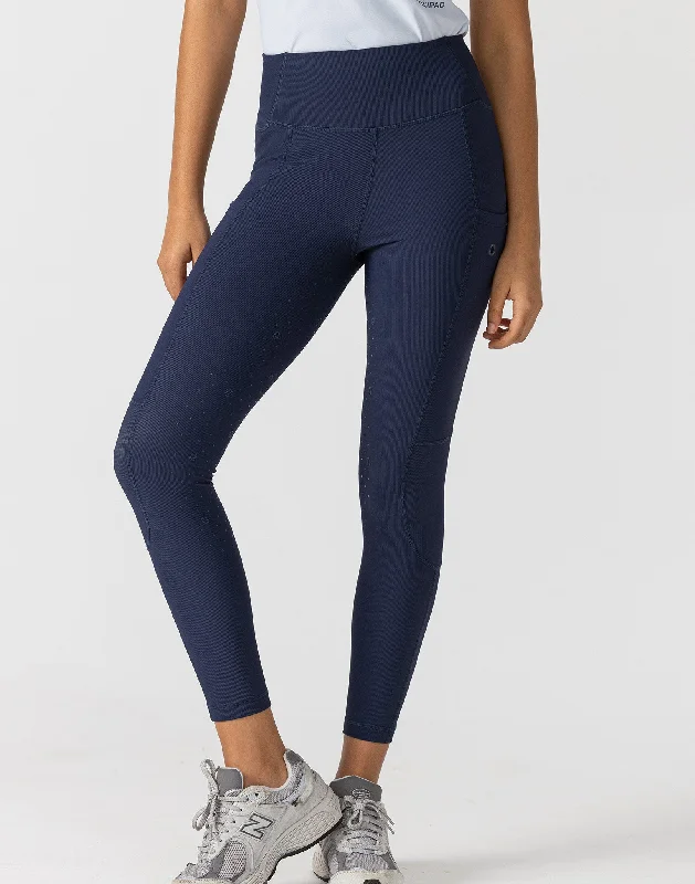 Equipad Ribbed Riding Leggings - Navy Stylish Faux Leather Leggings