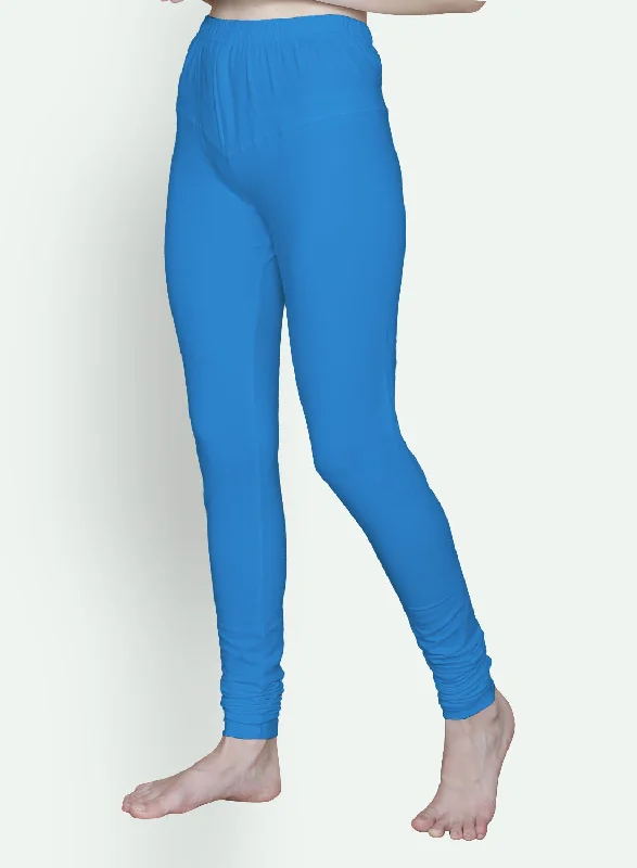 T.T. Women Solid Chudidar Cotton Lycra Cool Leggings -Airforce Blue Stylish High-Waisted Leggings