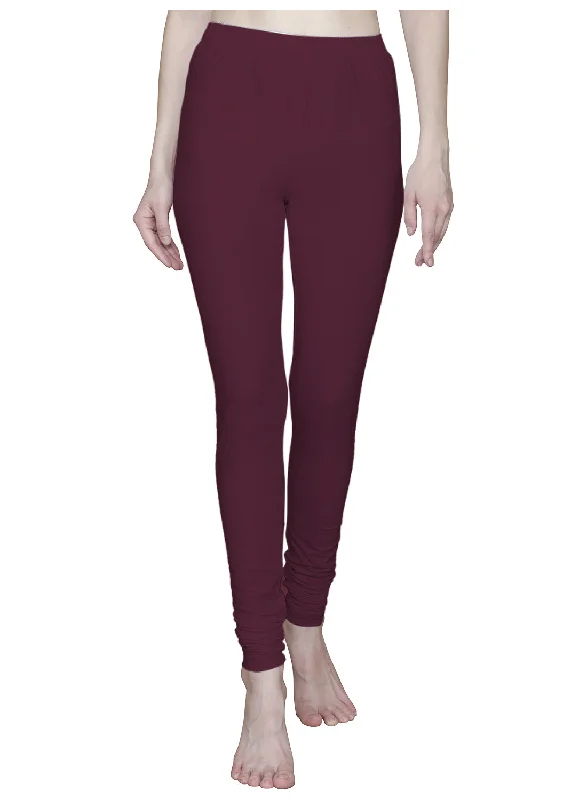 T.T. Women Solid Chudidar Cotton Lycra Cool Leggings -Deep Maroon Classic Solid Color Leggings T.T. Women Solid Chudidar Cotton Lycra Cool Leggings -Deep Maroon Classic Solid Color Leggings