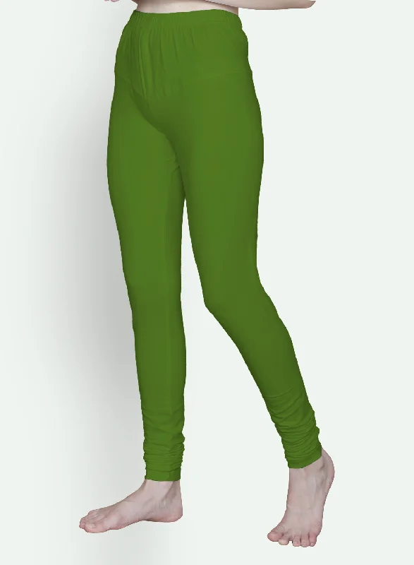 T.T. Women Solid Chudidar Cotton Lycra Cool Leggings -Kiwi Cozy Ribbed Leggings