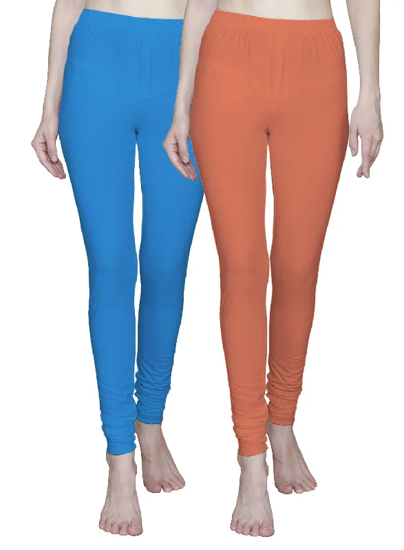 T.T. Women Solid Chudidar Cotton Lycra Cool Leggings -AIRFORCE BLUE - Peach( Free Size) Fashionable Smooth Fit Leggings T.T. Women Solid Chudidar Cotton Lycra Cool Leggings -AIRFORCE BLUE - Peach( Free Size) Fashionable Smooth Fit Leggings