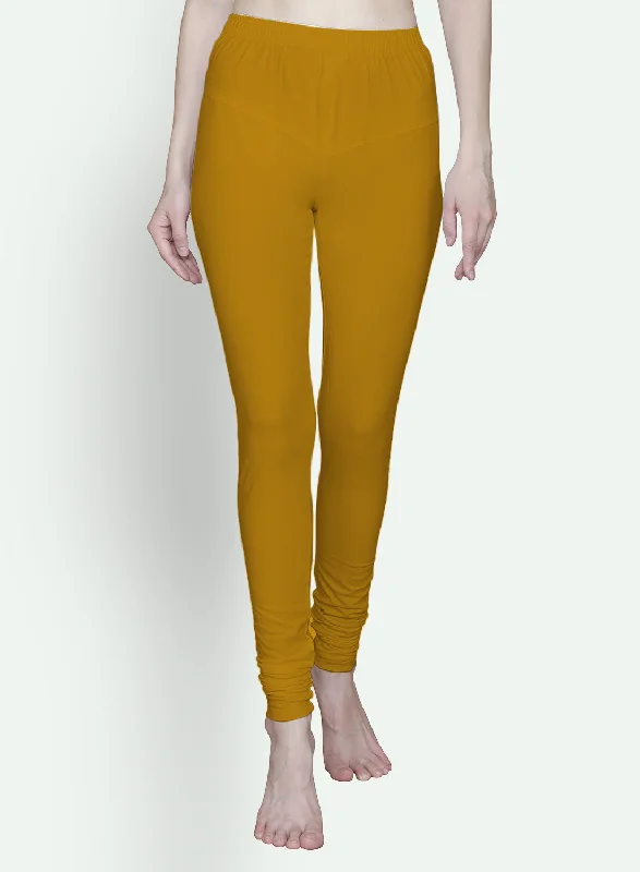 T.T. Women Solid Chudidar Cotton Lycra Cool Leggings -Turmeric Casual Black Leggings