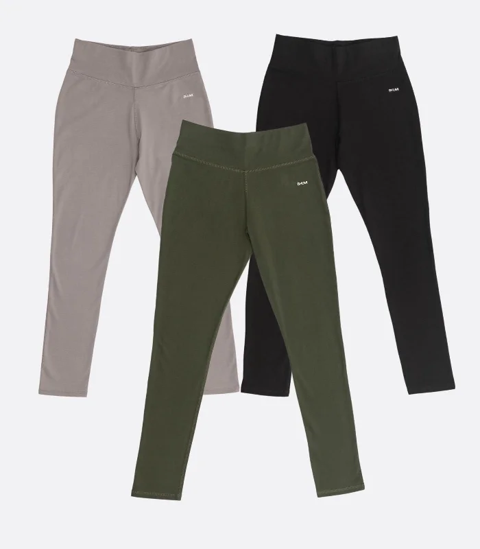 High Rise Leggings (3 Pack) Comfortable Ribbed Sports Leggings