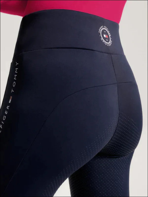 Tommy Hilfiger Womens Rome Leggings Full Grip - Desert Sky Cozy Full-Length Workout Leggings
