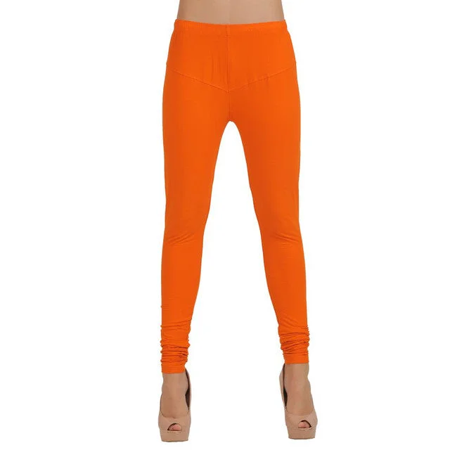 T.T. Women Churidar Leggings Orange Comfortable Leggings with Pockets