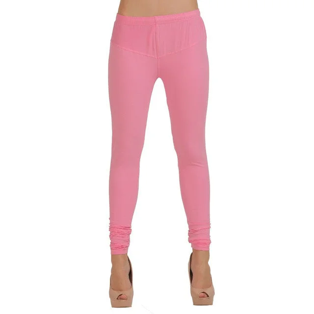 T.T. Women Churidar Leggings Pink Fashionable Ribbed Knit Leggings