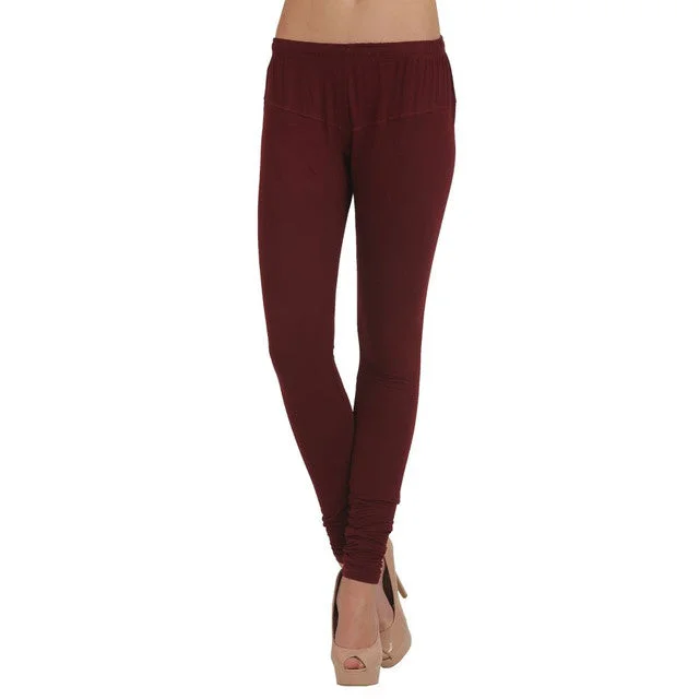 T.T. Women Churidar Leggings Maroon Comfortable Slim Fit Leggings