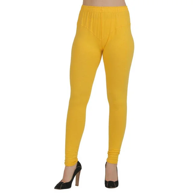 T.T. Women Churidar Leggings Yellow Elegant Animal Print Leggings