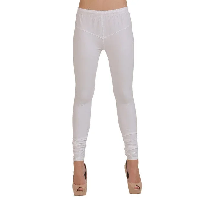 T.T. Women Churidar Leggings White Comfortable Tummy Shaping Leggings