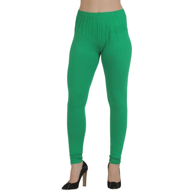 T.T. Women Churidar Leggings Green Stylish Compression Fit Leggings