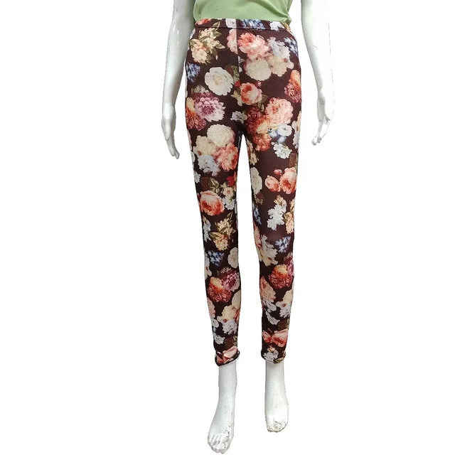 T.T Women Printed Leggings Maroon Cozy Textured Workout Leggings