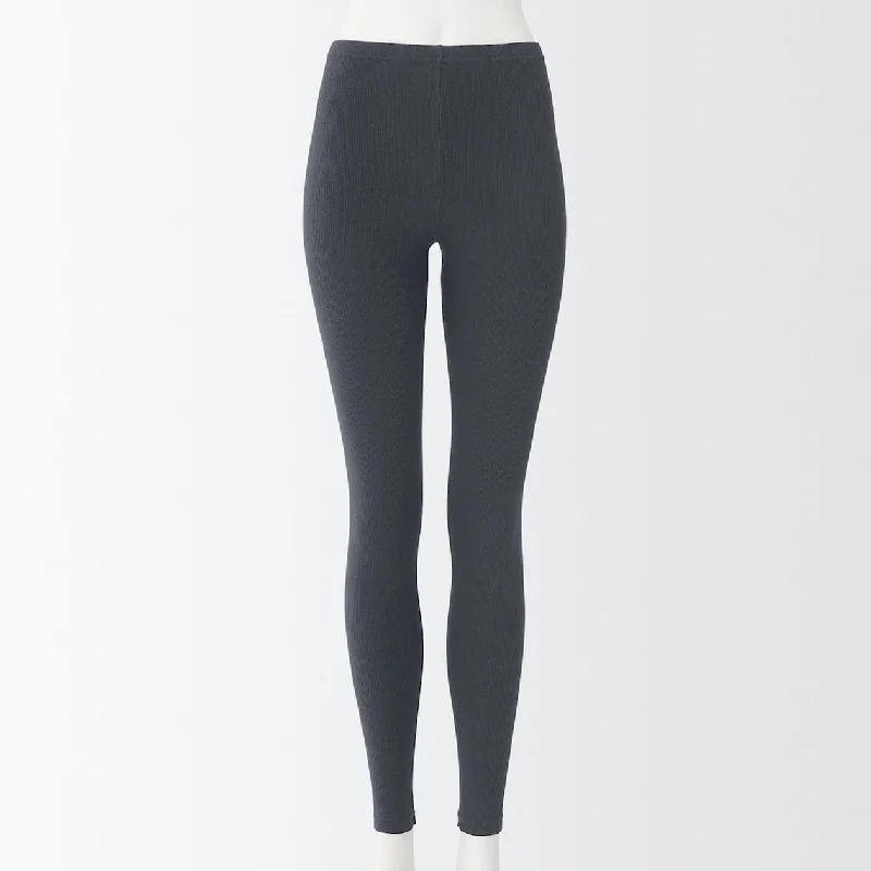 Stretch Rib Leggings - Full Length Stylish Stretch-Waist Leggings