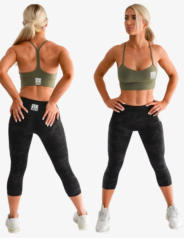 Workout Set | Super Khaki Crop & 7/8 Camo Black Leggings Fashionable Quick-Dry Yoga Pants Workout Set | Super Khaki Crop & 7/8 Camo Black Leggings Fashionable Quick-Dry Yoga Pants
