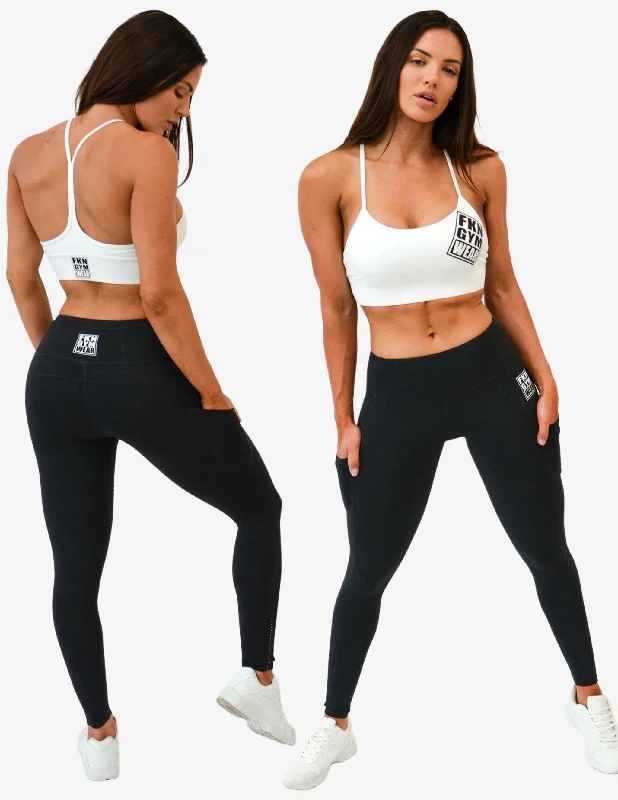 Workout Set | White Fenom Crop & A2G Original Leggings Comfortable Athletic Tights