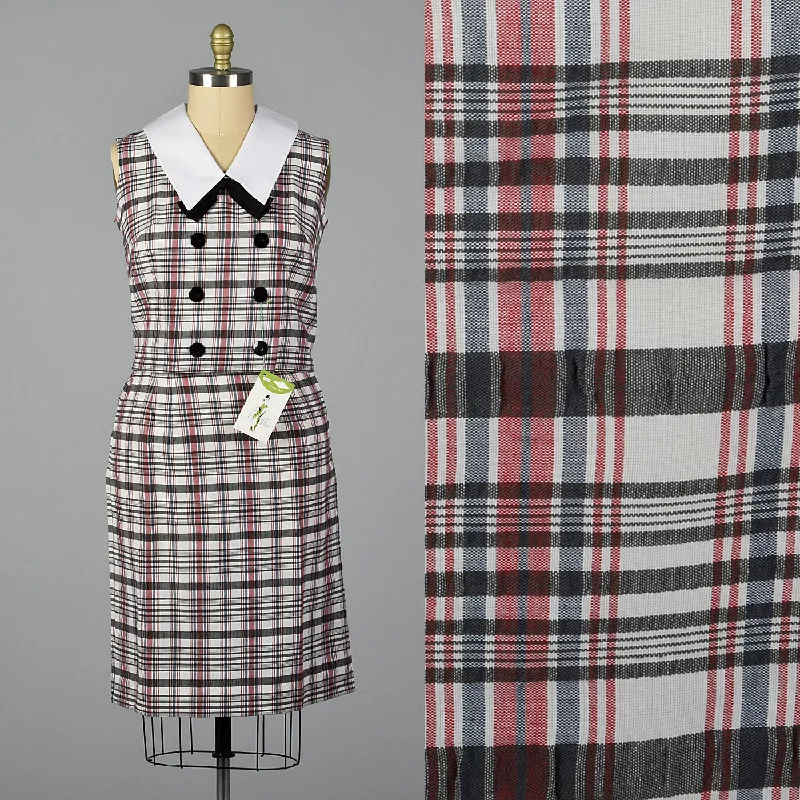 1960s Deadstock Plaid Blouse and Skirt Set linen skirt airy