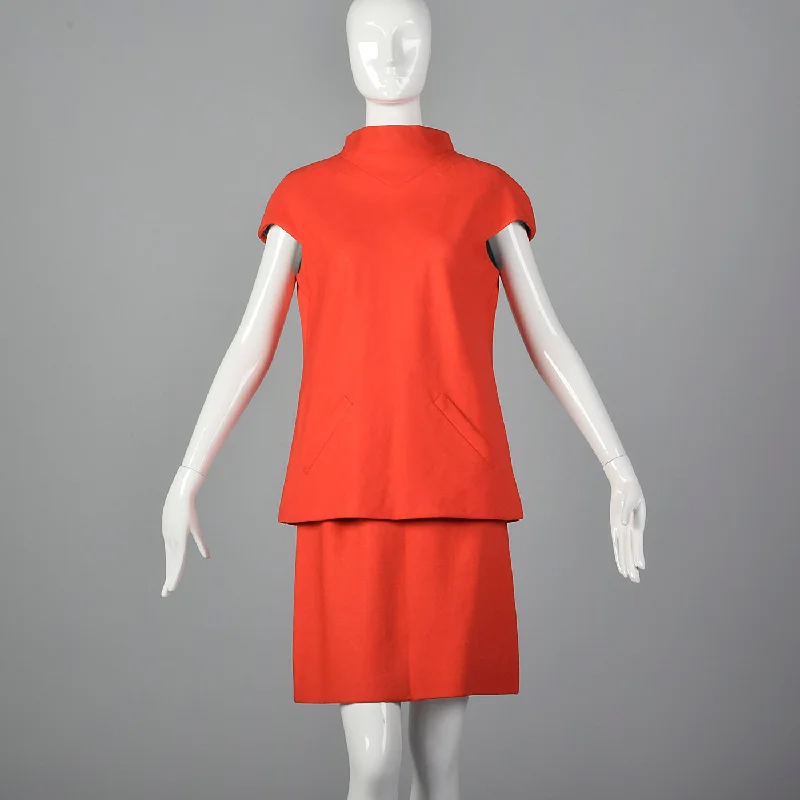 1960s Geoffrey Beene Orange Linen Skirt Suit corduroy skirt durable