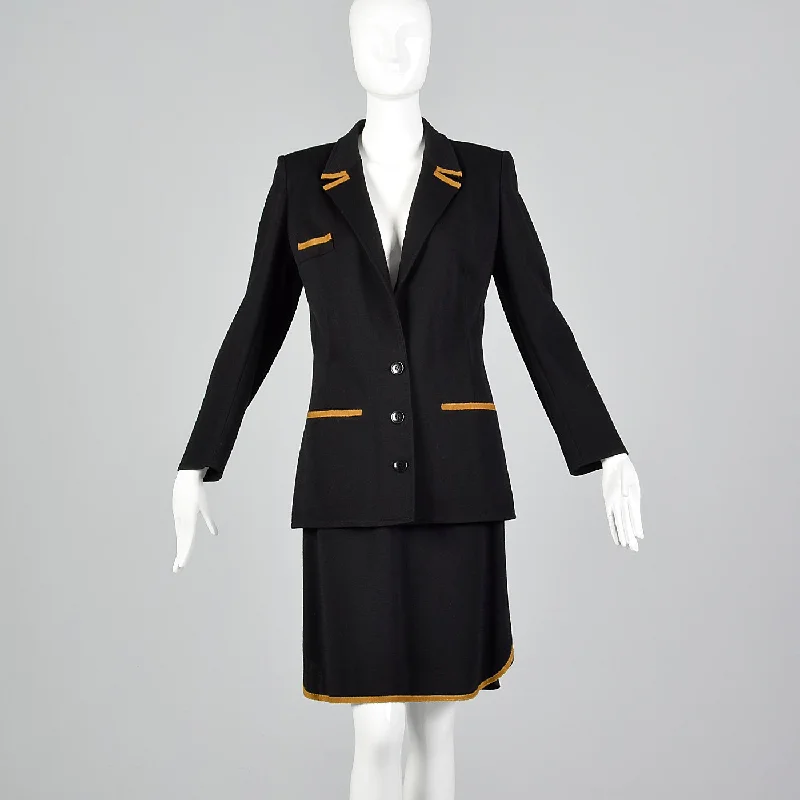 1980s Sonia Rykiel Black Knit Skirt Suit