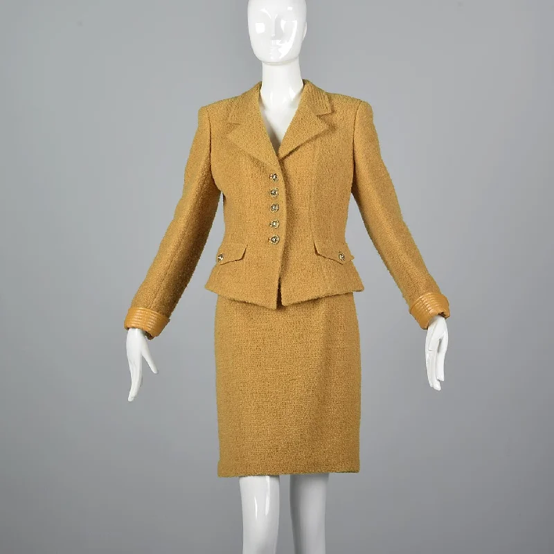 1990s Emanuel Ungaro Parallele Mustard Yellow Skirt Suit