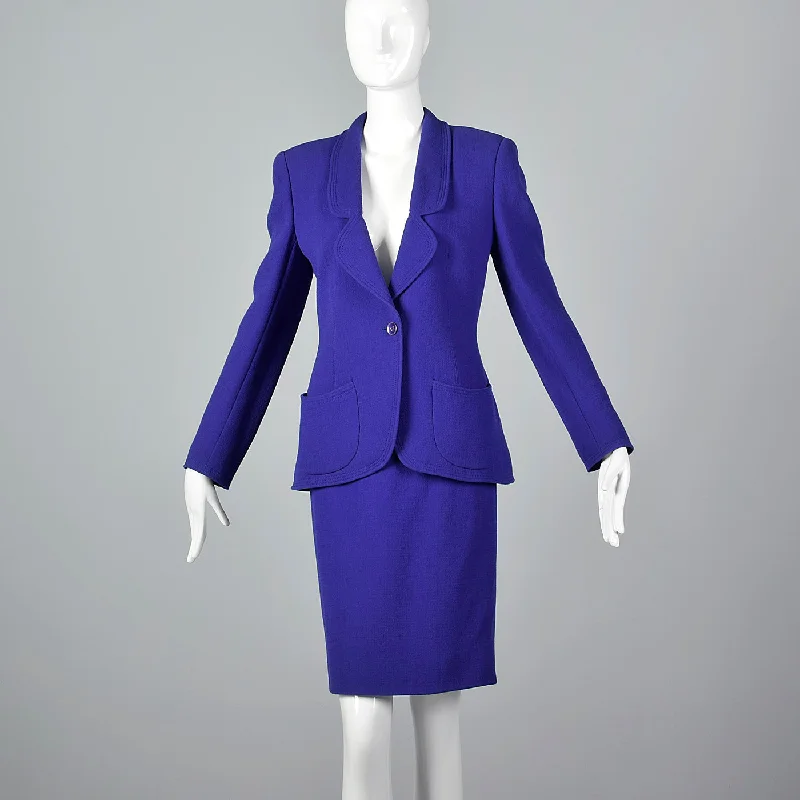 1990s Emanuel Ungaro Parallele Purple Skirt Suit