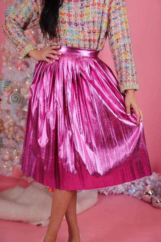 A Toast To That Midi Skirt-Hot Pink linen skirt natural