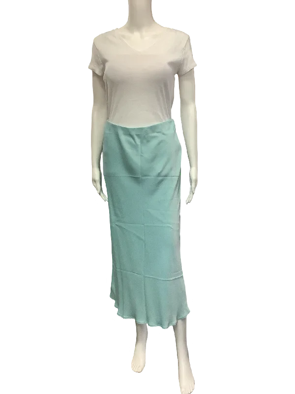 Anthropologie Skirt Satin Midi Elastic Waist w/Tags Blue Size: S corduroy skirt durable