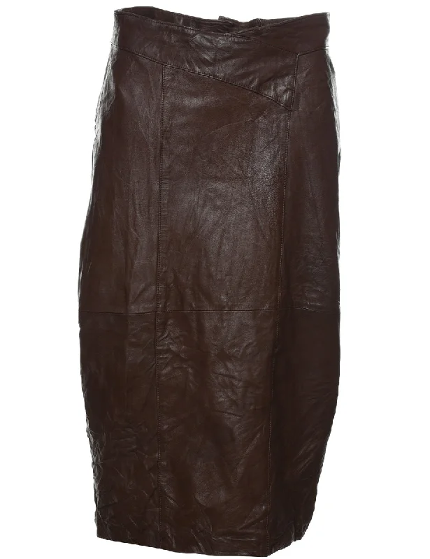 Brown Leather Skirt - M cashmere skirt soft