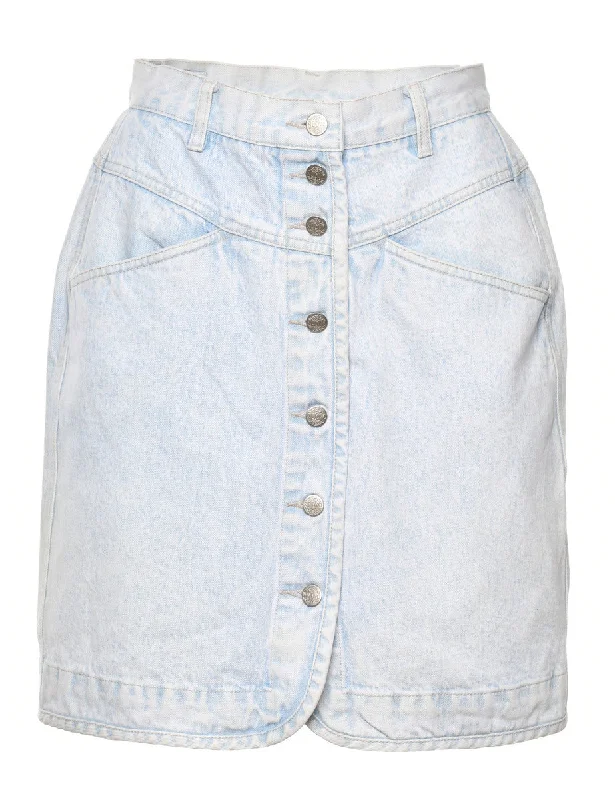 Button Through  Denim Skirt - S