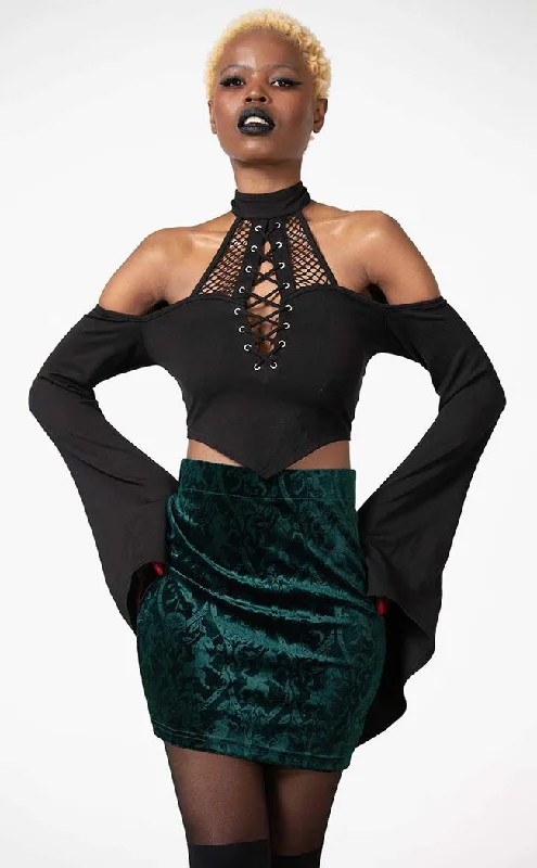 Doom Duchess Skirt | Emerald leather skirt durable