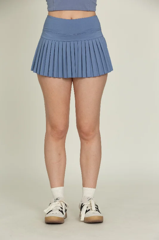 Dusty Blue Pleated Tennis Skirt chiffon skirt floaty